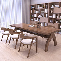 旺家星 北欧风客厅大书桌实木茶桌椅组合多人学习桌现代简约长桌子实木大板桌工作台
