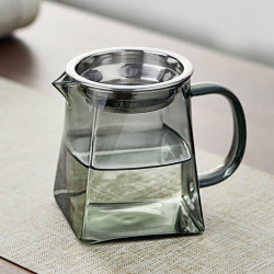 配件不锈钢茶漏茶海分茶器加厚耐热功夫玻璃茶杯子大号墨色公杯茶漏