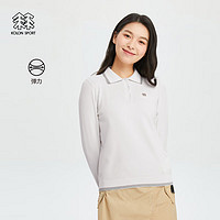 KOLON SPORT可隆女子户外休闲针织弹力长袖POLO衫 象牙白IV 170/L