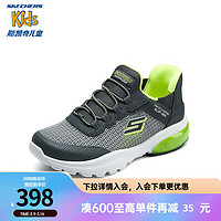 Skechers斯凯奇闪穿鞋儿童时尚休闲鞋懒人一脚蹬春秋款透气运动鞋403834L 木炭色/黄色/CCYL 39.5码