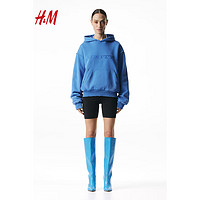 H&M【H2合作系列】男女同款卫衣2024春棉质重磅连帽衫1226192 浅蓝色 175/100A M