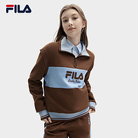 FILA 斐乐 女子套头卫衣2024春季新款时尚撞色翻领针织运动长袖上衣