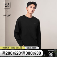 HLA 海澜之家 长袖T恤男春季24轻商务时尚系列圆领打底衫男 170/88A(M) 黑色（净色）(09)