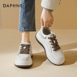 daphne达芙妮厚底小白鞋女2024轻便运动鞋复古百搭休闲鞋增高板鞋女米