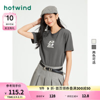 热风(Hotwind)短袖女2024年夏季新款女士熊猫插画四宫格休闲亲肤柔软舒适T恤 0