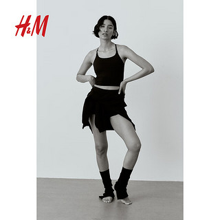 H&M 女装2024春季柔软透气打底SoftMove™运动风短背心1210257 黑色 170/104A