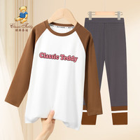 Classic Teddy精典泰迪女童套装儿童T恤打底裤两件套中大童运动春装 白色 100