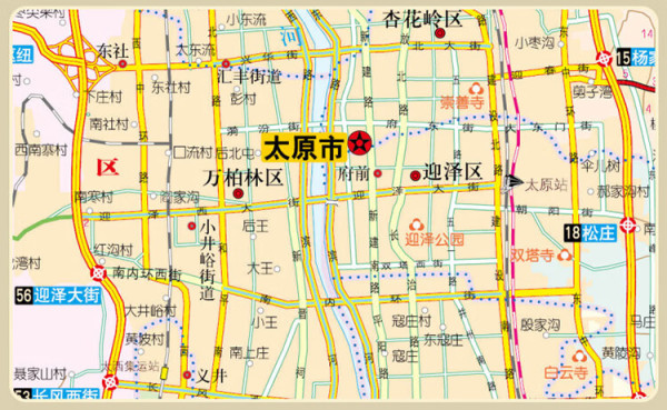 2024年 太原city城市地图(山西省太原市交通旅游地图 太原游览图 太原