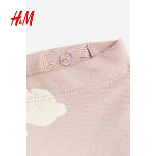 H&M童装女婴幼童裤子洋气时髦花卉印花长裤1114323 深灰色/心形 80/47