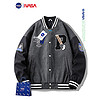 NASA LIKE 潮牌外套春秋季植绒棒球服男女美式飞行员夹克大码男士上衣服 P字灰色 L（110-120斤）