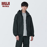 无印良品 MUJI  男式 不易沾水 尼龙 防风夹克 男士外套 早春BI011A4S 黑色 XL (180/104A)