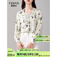 娅丽达（YERAD）娅丽达碎花缎面长袖衬衫女2024春装国风宽松雪纺衬衣 米色(I0) M