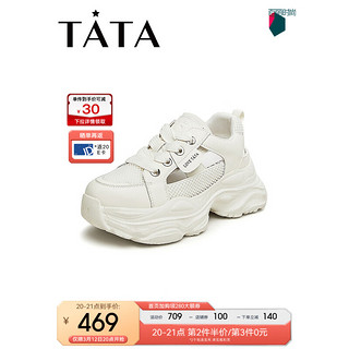 他她（TATA）2024夏时尚休闲厚底女运动鞋WL901BM4 米白 38