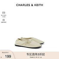 CHARLES & KEITH CHARLES&KEITH;春夏女鞋CK1-70900328简约褶皱蝴蝶结饰低跟单鞋女