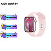 Apple Watch Series 9 智能运动高颜值手表GPS款45毫米粉色铝金属表壳亮粉色运动型表带S/M MR9G3CH/A Y