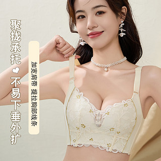 内衣女小胸聚拢文胸显大无钢圈收副乳调整型上托胸罩 香槟色34AB 34/75AB（上薄下厚）