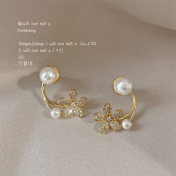 kose高丝新款s925银针微镶锆石耳环一款两戴珍珠花朵耳钉甜美耳饰