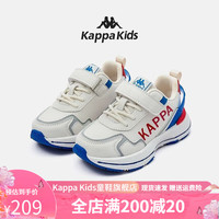 Kappa Kids卡帕24年春款儿童亲子运动男女童新老爹鞋魔术贴童鞋易穿脱 米/蓝|拍大一码 31码 内长19.7cm适合脚长18.7cm