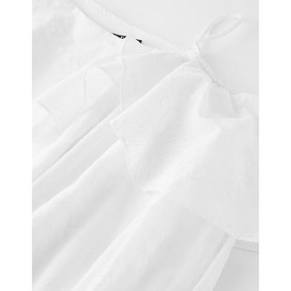 ELLE【云朵衫】白色荷叶边设计感小衫女遮肚子纯棉上衣 白色 S