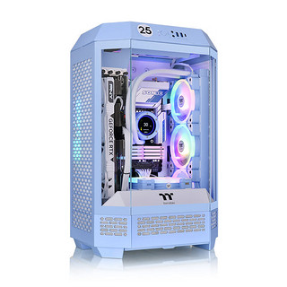 Thermaltake（Tt）The Tower 300 海景房机箱 电脑主机 绣球花蓝（Matx主板/支持420水冷/4090显卡/水平横躺）