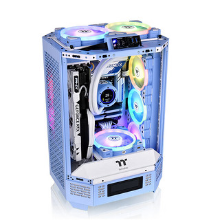 Thermaltake（Tt）The Tower 300 海景房机箱 电脑主机 绣球花蓝（Matx主板/支持420水冷/4090显卡/水平横躺）