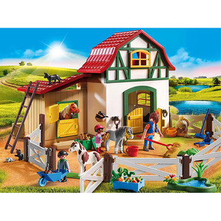 摩比世界（playmobil）乡村系列 农场动物小屋 男女孩diy过家家玩具