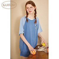 GUKOO 果壳 史迪仔睡衣女夏季短袖睡衣宽松家居服套装