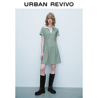UR2024春季新款女装都市学院风撞色格子短款A型连衣裙UWU740015 黑灰色格子