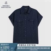 布克兄弟(BrooksBrothers)女士24早春新款亚麻简约纯色休闲衬衫 1001-白色 XXS