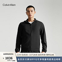 卡尔文·克莱恩 Calvin Klein 运动24春夏男撞色织带跑步训练服连帽运动外套4MS4O525 001-太空黑 L