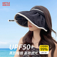HSTYLE防晒贝壳帽女可折叠夏季防紫外线发箍大帽檐遮阳遮脸空顶帽