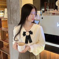 山茶花领结女法式领花蝴蝶结胸针裙子装饰衬衣小香风丝绒领饰别针