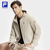 FILA 斐乐男士梭织外套2024春简约基础运动连帽上衣 褐灰色-BN 190/108A/XXXL