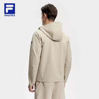 FILA 斐乐男士梭织外套2024春简约基础运动连帽上衣 褐灰色-BN 190/108A/XXXL