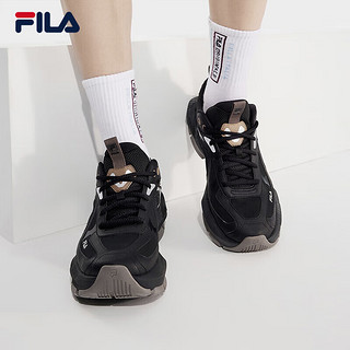 FILA 斐乐男鞋CICLONE摩登运动鞋2024春风暴鞋休闲鞋老爹鞋 黑/鱼子灰-BC 41