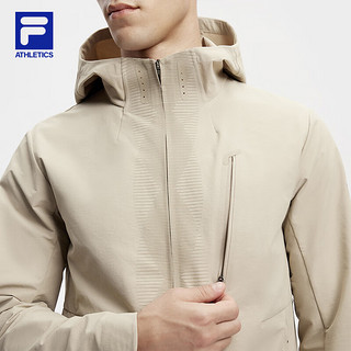 FILA 斐乐男士梭织外套2024春简约基础运动连帽上衣 褐灰色-BN 180/100A/XL