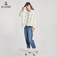 E·LAND 衣恋 Eland衣恋牛仔外套女春秋复古水洗做旧浅色牛仔外套上衣女