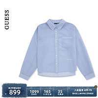 GUESS24年新款春季女士经典百搭通勤经典蓝简约长袖衬衫-YO1W1251 LBL-经典蓝 XS