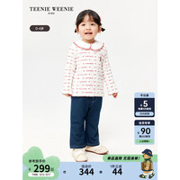 Teenie Weenie Kids小熊童装24春季女宝宝花边翻领长袖针织T恤 红色 100cm