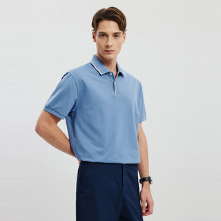 七匹狼桑蚕丝净色短袖POLO1D1E30606583 113(浅蓝) 180/96A/XXL