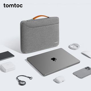 tomtoc 极简手提电脑包防泼水保护套适用于苹果MacBook Pro/Air M2 浅麻灰 14英寸