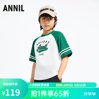 Annil安奈儿童装男女童圆领短袖针织衫2024夏新款