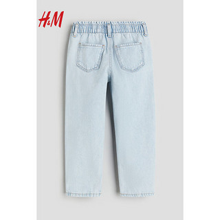 H&M 童装女童24春季棉质满印休闲纸袋牛仔裤1169848 淡牛仔蓝/米妮老鼠 150/66