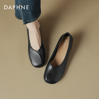 达芙妮（DAPHNE）低跟单鞋女春秋小皮鞋2024年春季浅口乐福鞋女一脚蹬女鞋 黑色 39