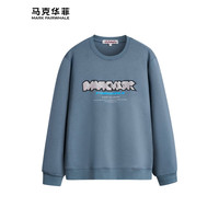 马克华菲【字母印花】长袖卫衣男2024春季宽松圆头上衣休闲百搭套头 129雾霾蓝 XL