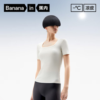 蕉内凉皮501Cool女士凉感修身方领T恤舒适亲肤高弹多巴胺短袖夏季 M 象牙白