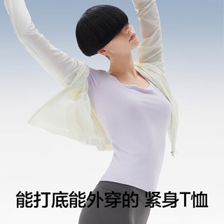 蕉内凉皮501Cool女士凉感修身方领T恤舒适亲肤高弹多巴胺短袖夏季 M 象牙白