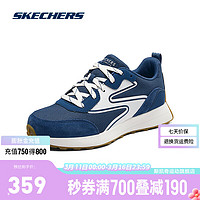 斯凯奇（Skechers）2024年春季女款跑步鞋立体皮革透气橡胶底轻便舒适 海军蓝色/NVY 38.5