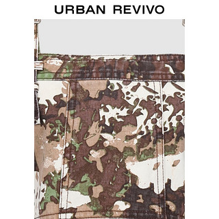 URBAN REVIVO 2024女装街潮印花短款修身无袖开襟衬衫UWV240025