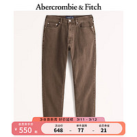 ABERCROMBIE & FITCH男装 24春美式运动风修身休闲宽松深棕色牛仔裤 342158-1 深棕色水洗 33/32 (180/84A)